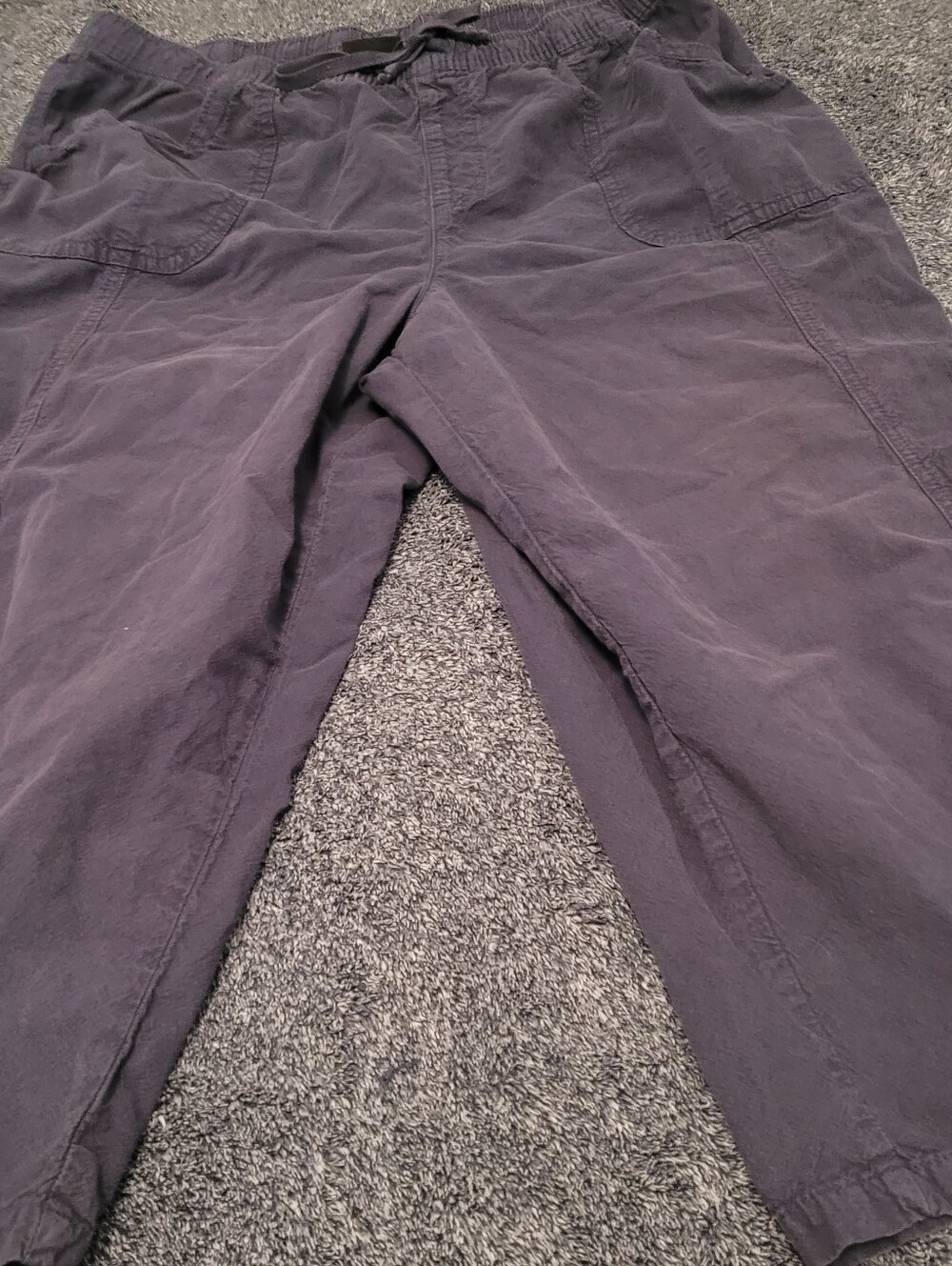 ERIKA Women’s XL Plum Purple Pull On Utility Pants Cotton Drawstring Pockets
